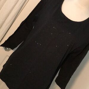Como Vintage Black and Silver 3/4 Sleeve Tee